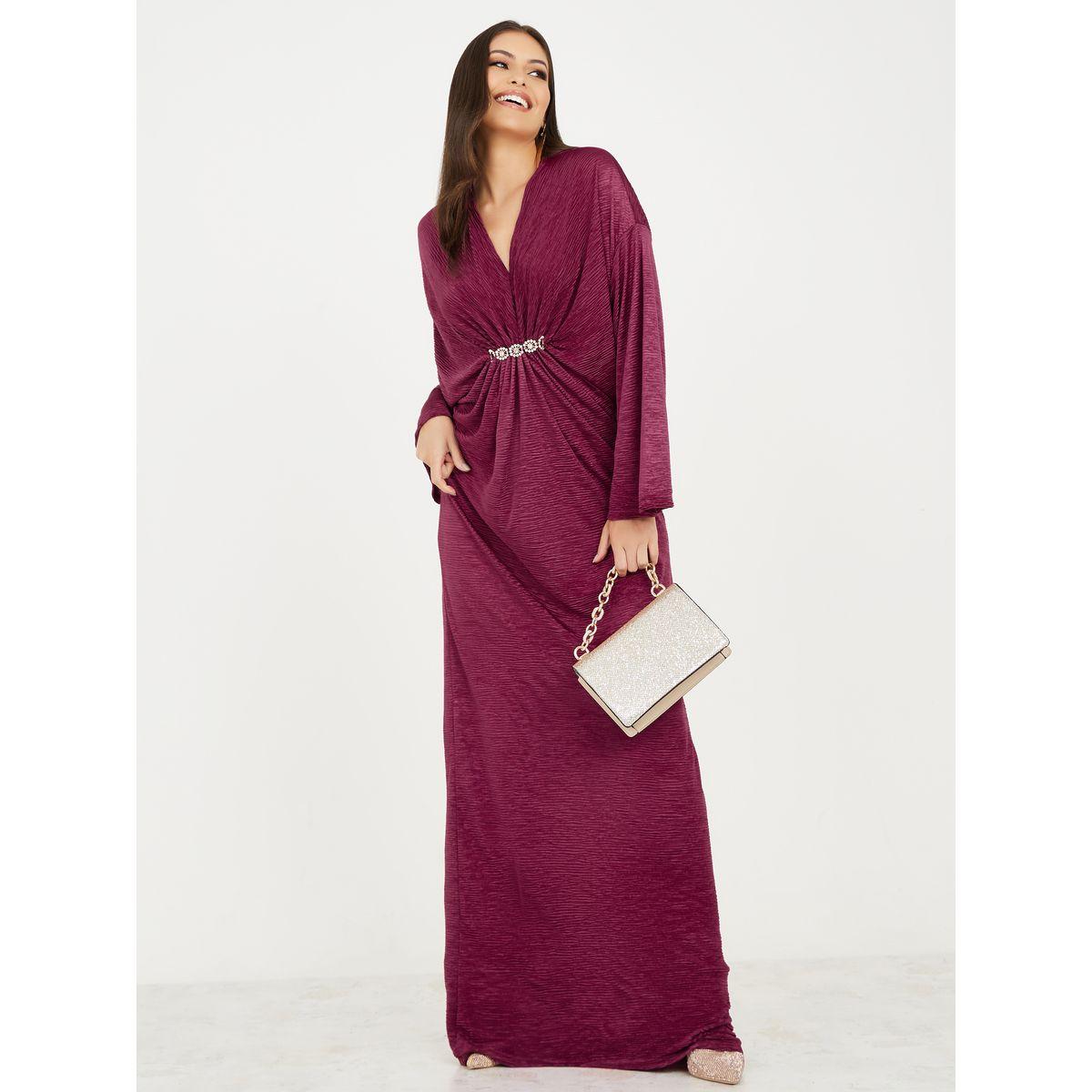 Styli Limited Draped Embellished Maxi Dress with Gathered Detail-women-clothing-dresses-image-1