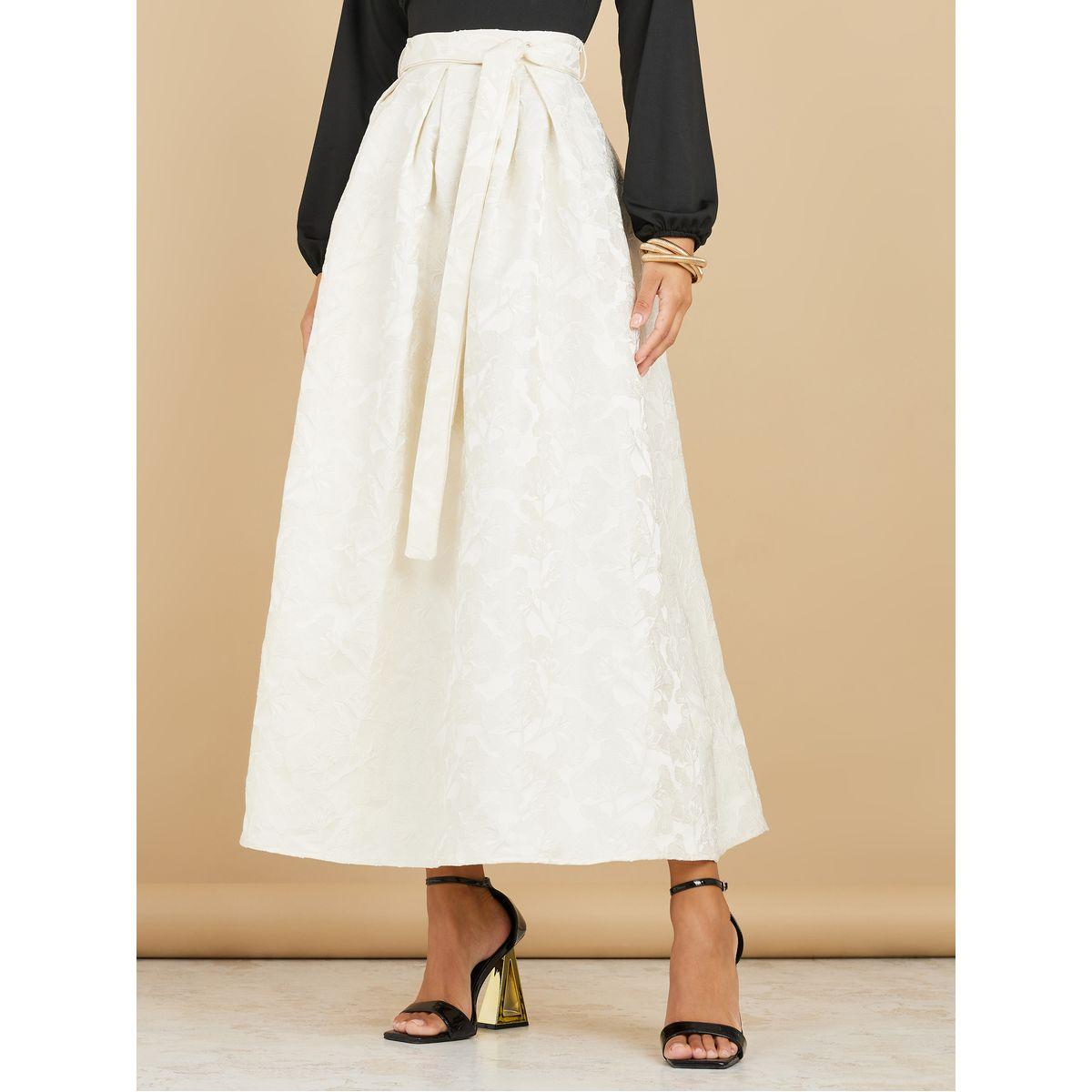 تنورة طويلة جاكار برباط خصر-women-clothing-bottoms-skirts-image-1