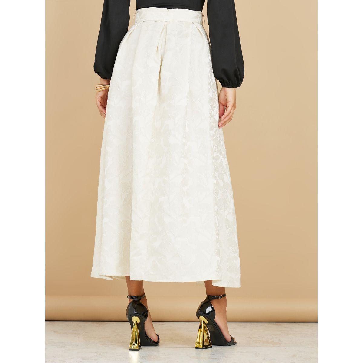 Styli Jacquard A-Line Maxi Skirt with Self Tie-women-clothing-bottoms-skirts-image-4
