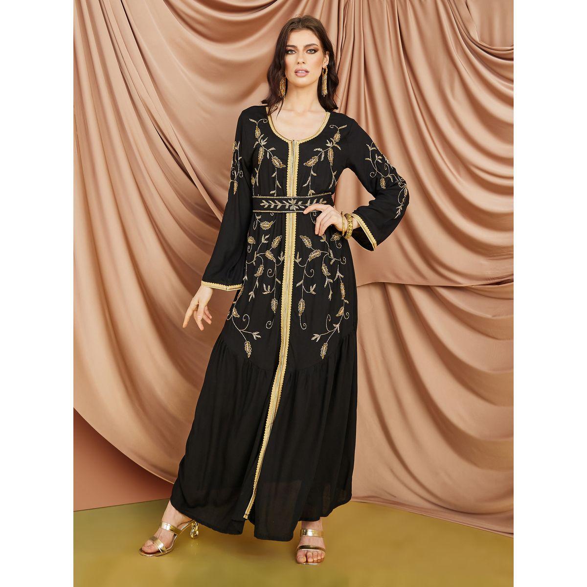 Styli Beaded Handwork Tiered Kaftan-women-arabicclothing-kaftan-image-1