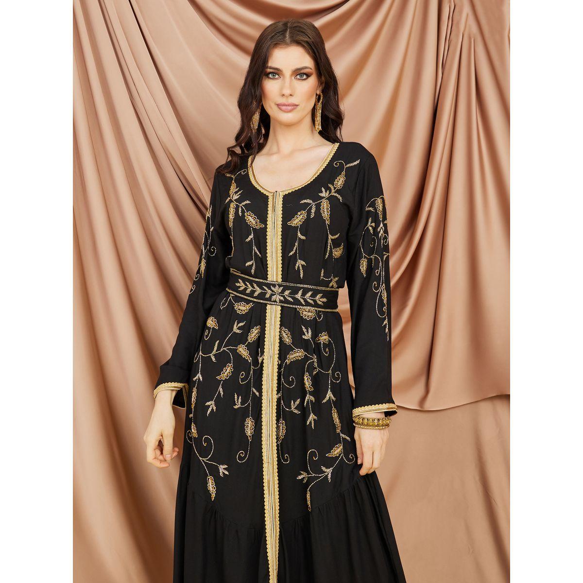 قفطان مزين بالخرز مع كسرات-women-arabicclothing-kaftan-image-3