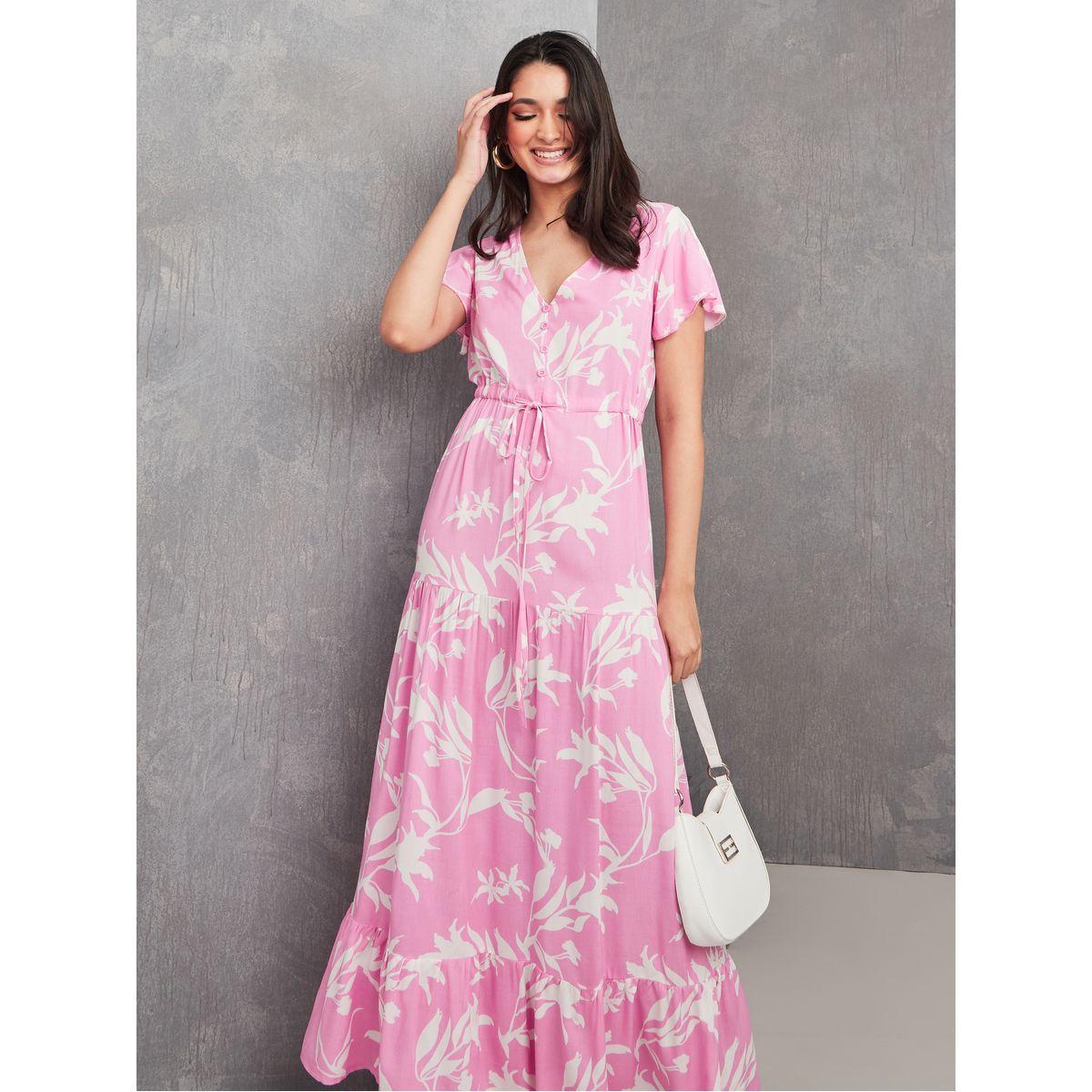 فستان طويل باكمام قصيرة واربطة-women-clothing-dresses-image-2