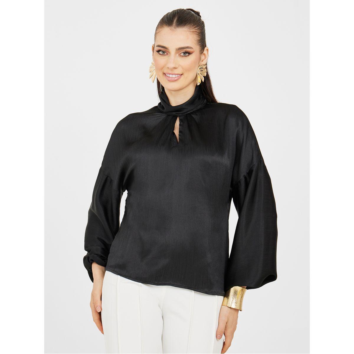 Styli Keyhole Detail High Neck Long Sleeve Blouse-women-clothing-shirtsandblouses-blouses-image-3