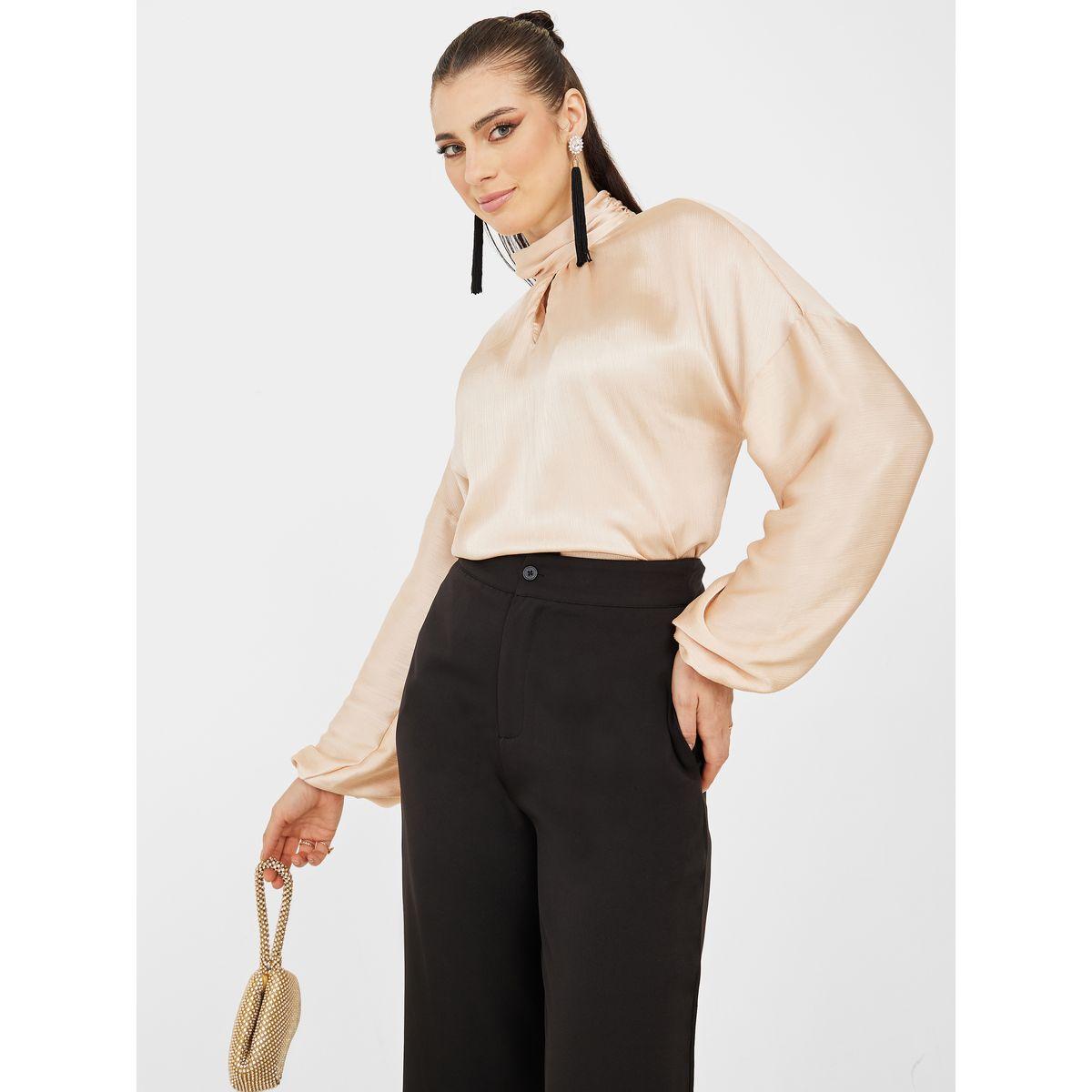 Styli Keyhole Detail High Neck Long Sleeve Blouse-women-clothing-shirtsandblouses-blouses-image-1