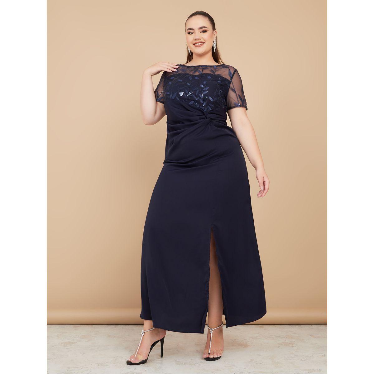 Styli Plus Satin Sequin Detail A-Line Maxi Dress-women-clothing-dresses-image-1