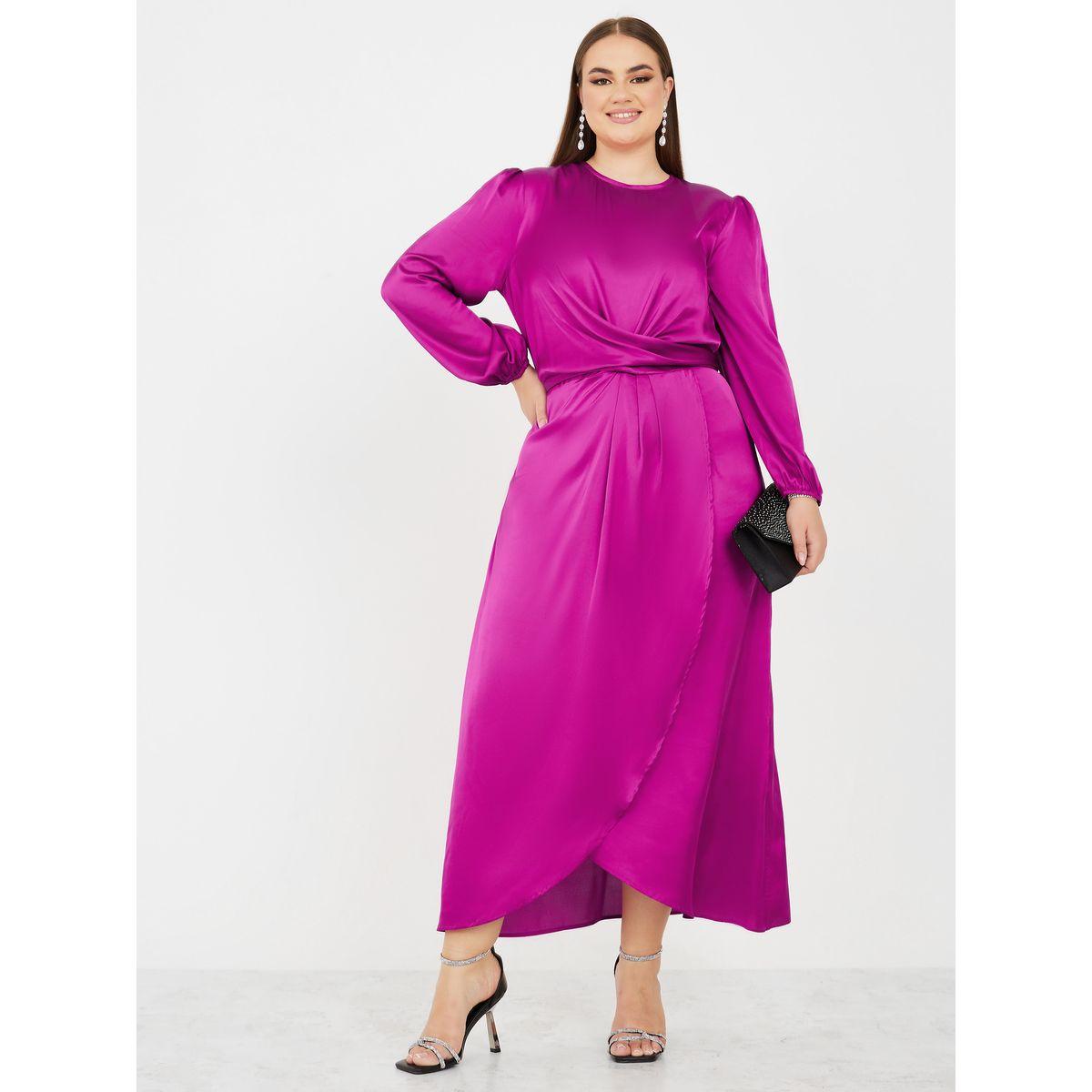 Styli Plus Satin Wrap Midi Dress-women-clothing-dresses-image-1