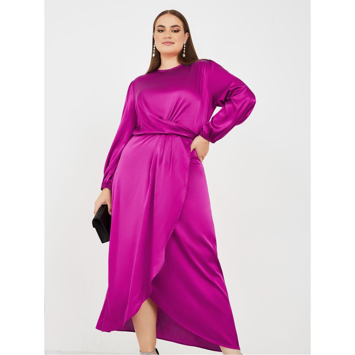 Styli Plus Satin Wrap Midi Dress-women-clothing-dresses-image-2