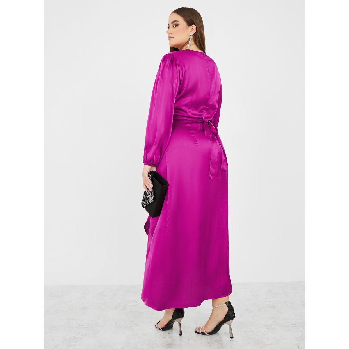 Styli Plus Satin Wrap Midi Dress-women-clothing-dresses-image-4