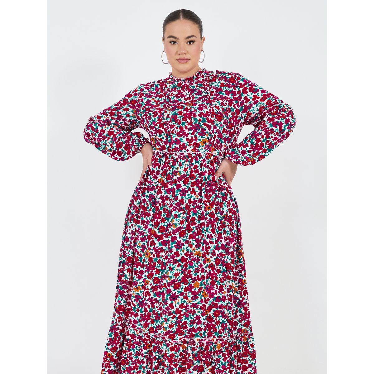 Styli Plus Size Floral Print A-Line Maxi Dress-women-clothing-dresses-image-2