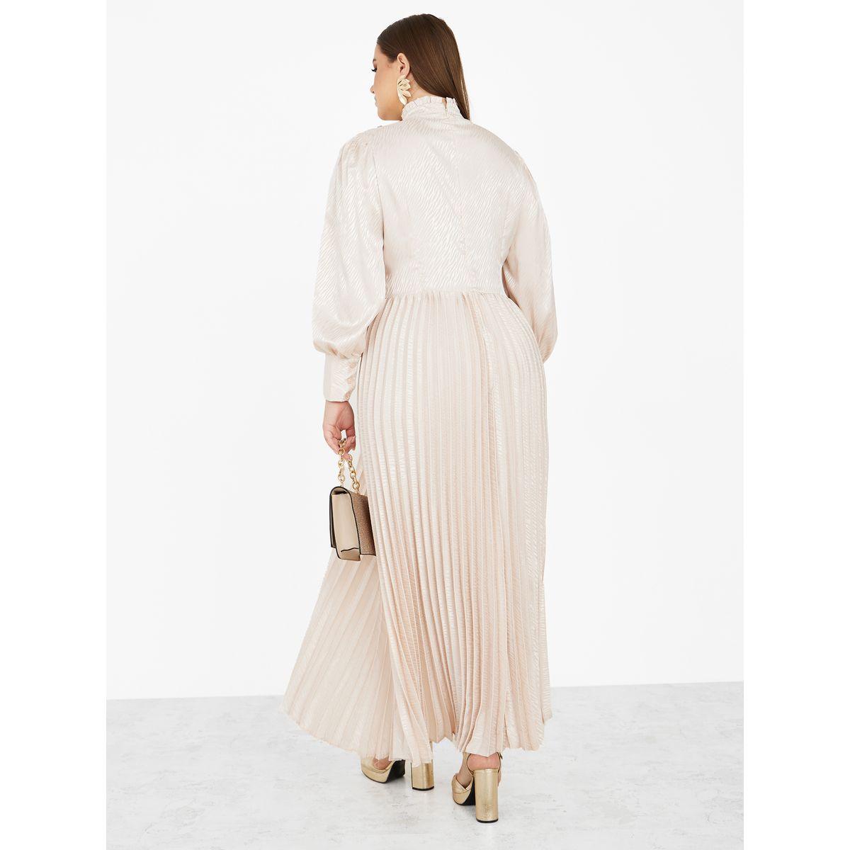 فستان طويل جاكار مزين بكسرات-women-clothing-dresses-image-4