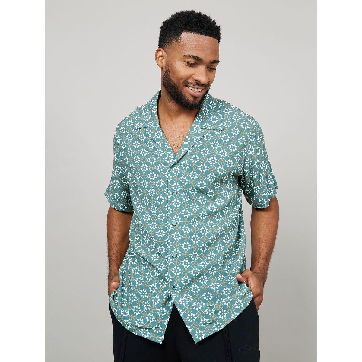 Styli Limited Geo Print Cuban Collar Relaxed Fit Shirt-men-clothing-shirts-image-2