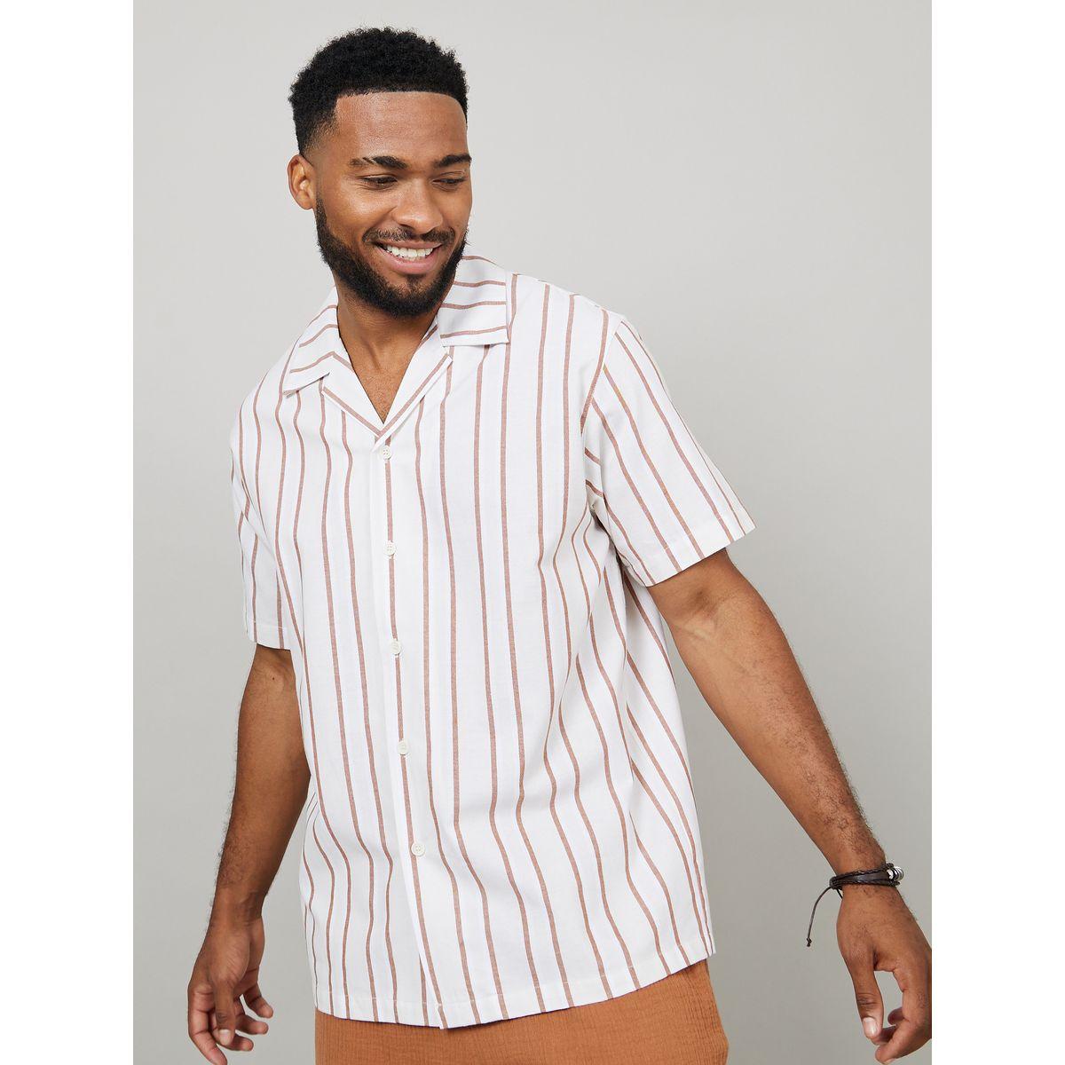 Styli Limited Premium Yarn Dyed Striped Cotton Cuban Collar Shirt-men-clothing-shirts-image-1