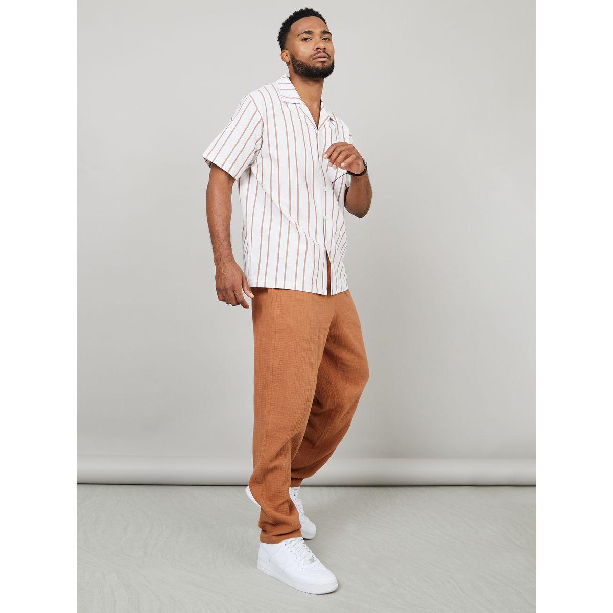 Styli Limited Premium Yarn Dyed Striped Cotton Cuban Collar Shirt-men-clothing-shirts-image-2