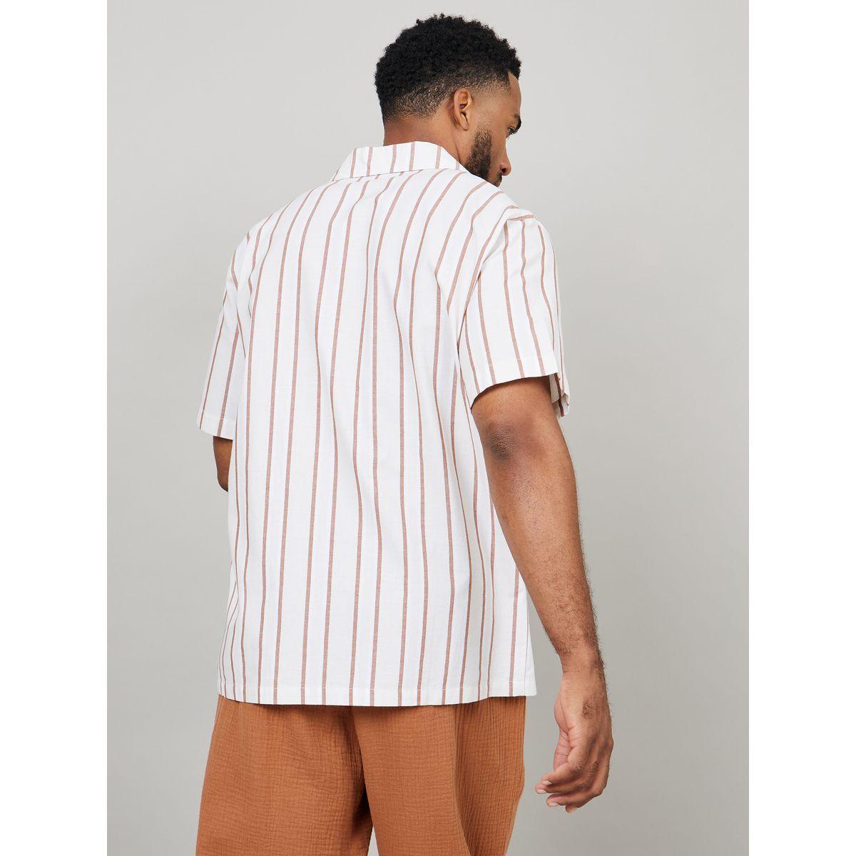 Styli Limited Premium Yarn Dyed Striped Cotton Cuban Collar Shirt-men-clothing-shirts-image-4