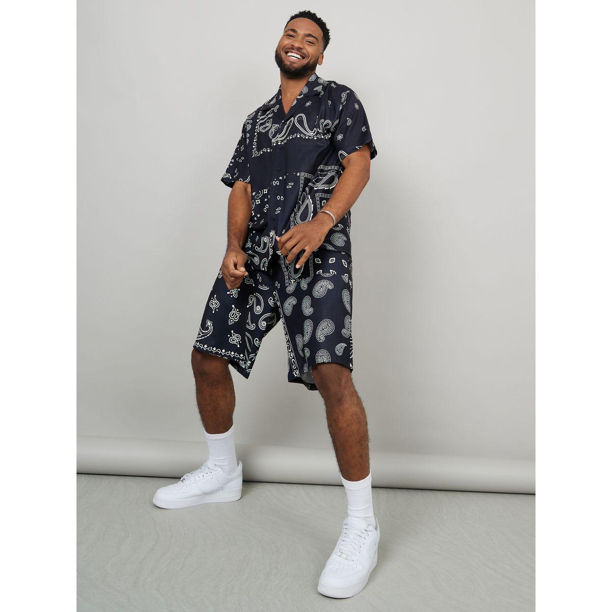 Styli Limited Bandana Paisley Print Cuban Collar Shirt-men-clothing-shirts-image-2