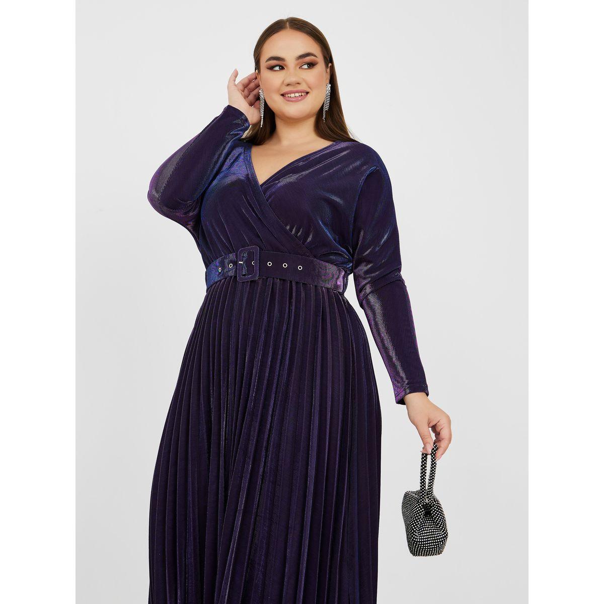 فستان طويل بكسرات وحزام خصر-women-clothing-dresses-image-2