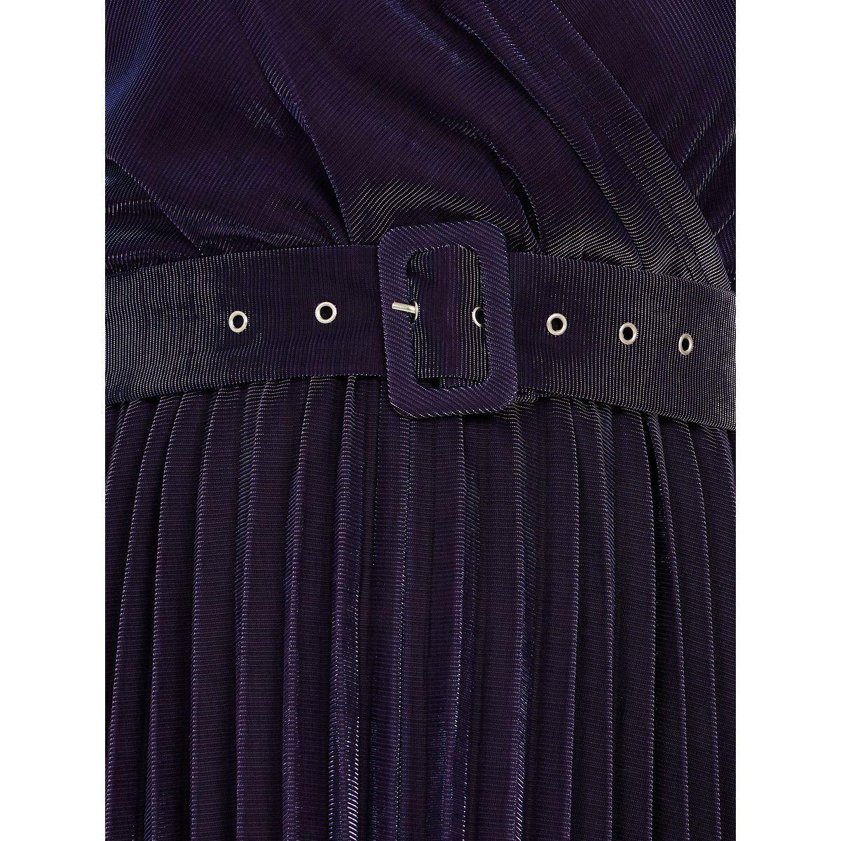 Styli Plus Pleated A-Line Maxi Dress with Belt-women-clothing-dresses-image-3