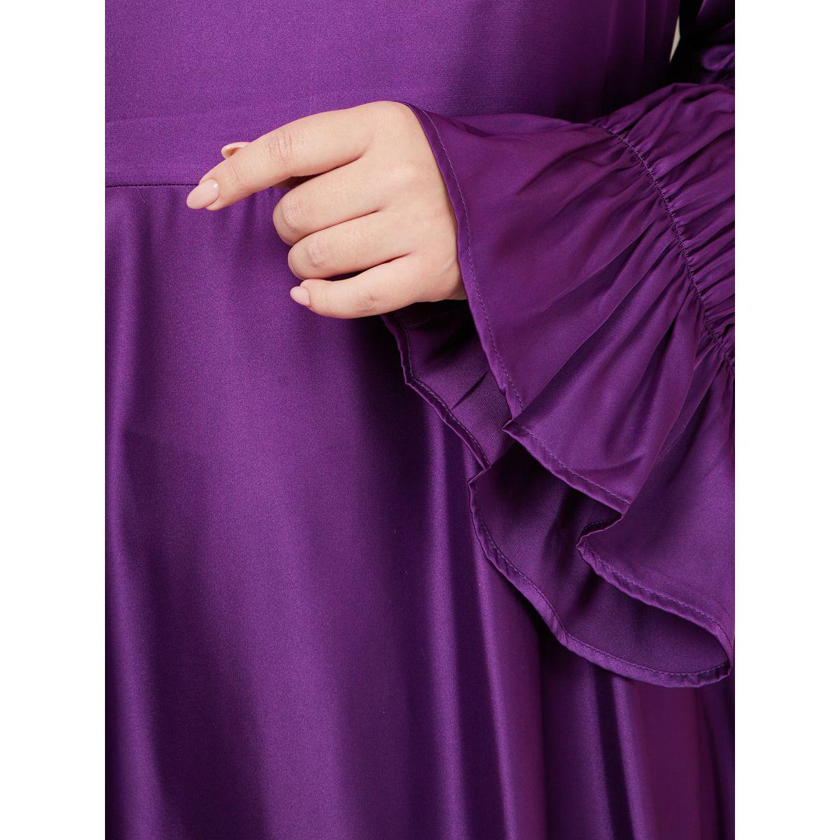 فستان طويل ساتان باكمام بكسرات-women-clothing-dresses-image-3
