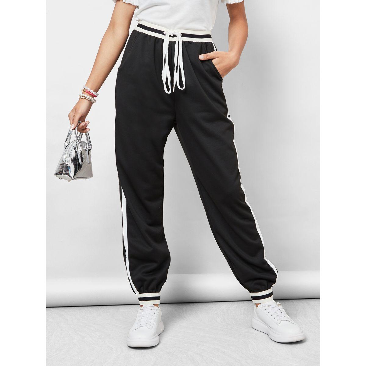 Styli Side Stripe Drawstring Detail Joggers-women-clothing-bottoms-joggers-image-1