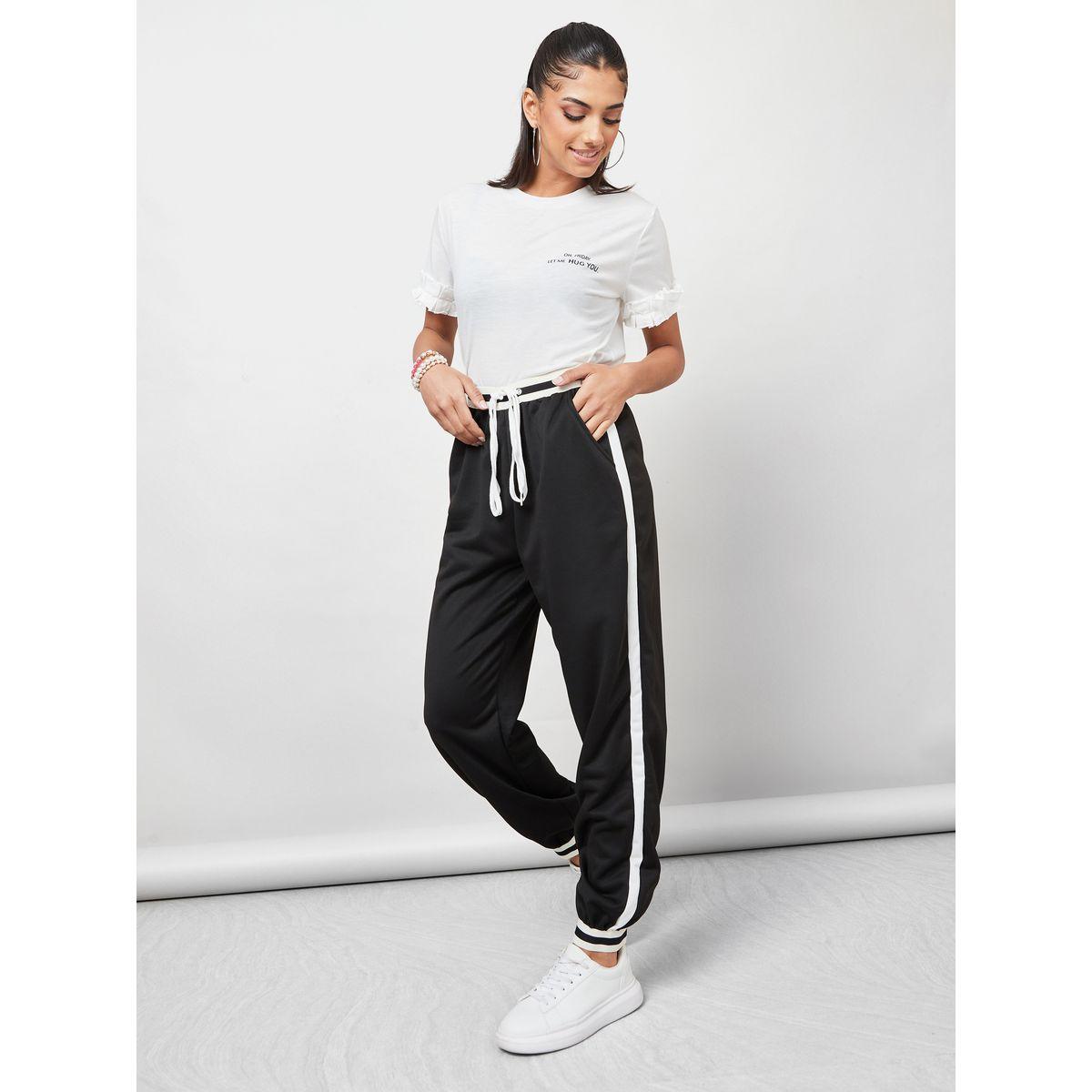 Styli Side Stripe Drawstring Detail Joggers-women-clothing-bottoms-joggers-image-2