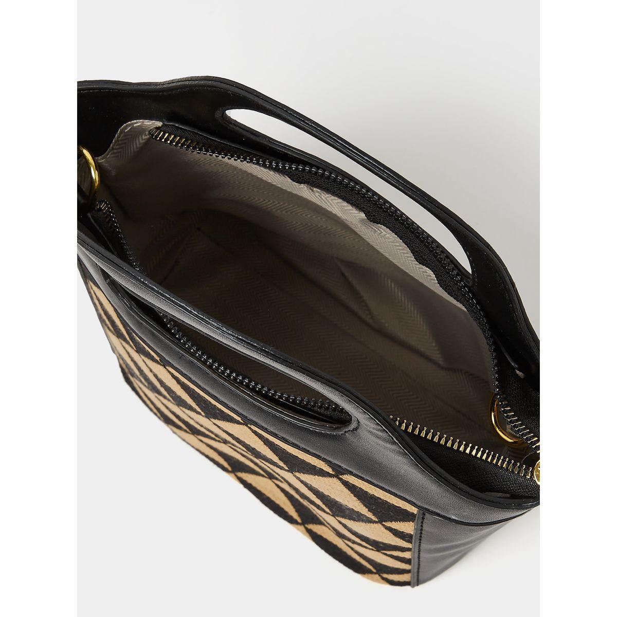 Styli Triangle Pattern Handbag with Zip Closure-women-bagsandwallets-handbags-image-4