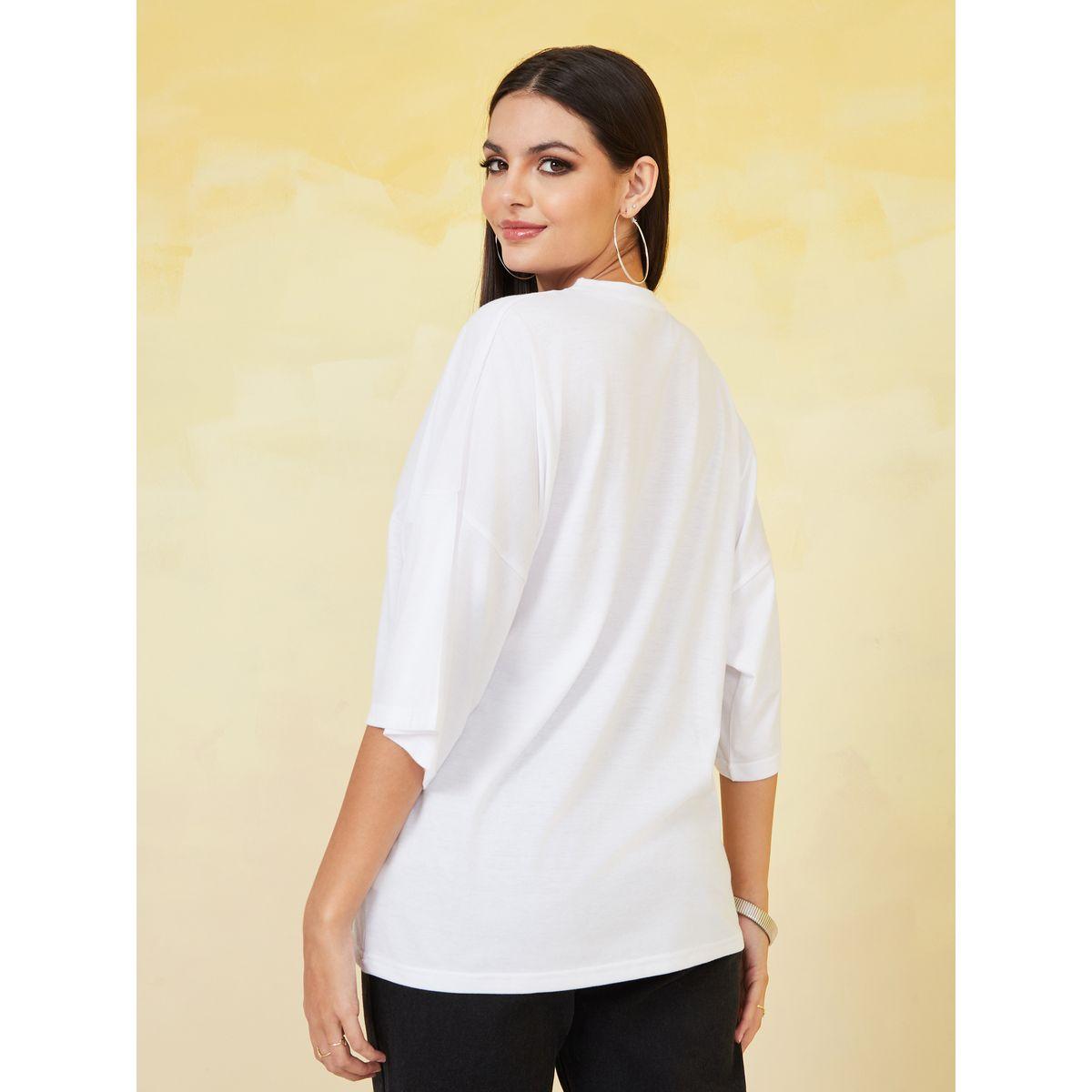 Styli Oversized 3/4 Sleeve Graphic Longline T-Shirt-women-clothing-tshirts-image-4