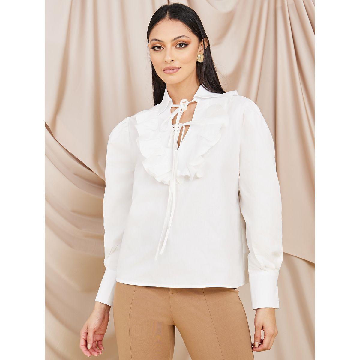Styli Regular Fit Tie-Up Neck Ruffle Detail Blouse-women-clothing-shirtsandblouses-blouses-image-3