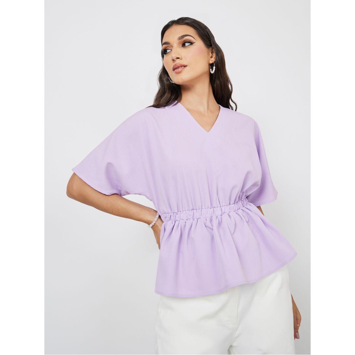 بلوزة بيبلوم بأكمام قصيرة-women-clothing-shirtsandblouses-blouses-image-1