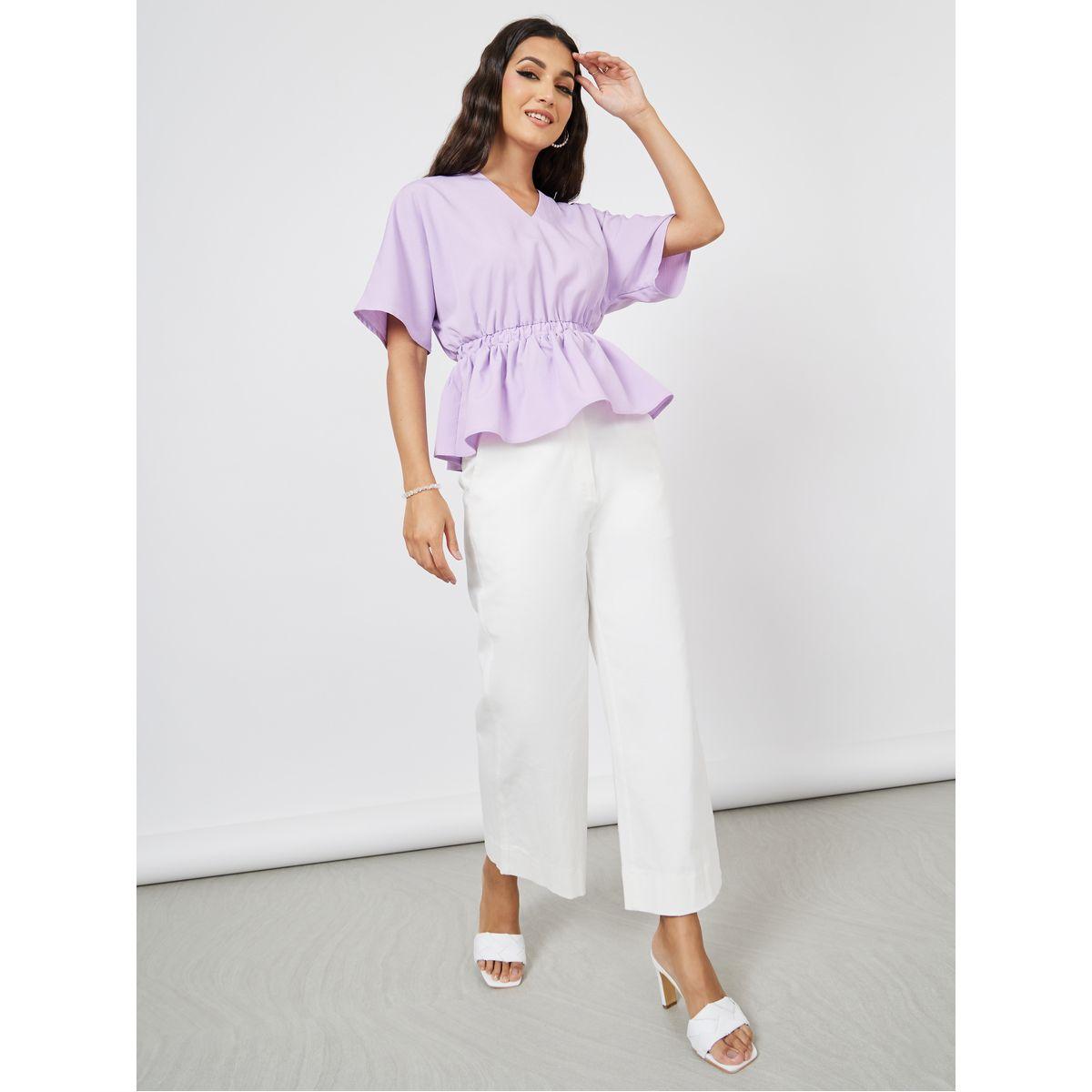 بلوزة بيبلوم بأكمام قصيرة-women-clothing-shirtsandblouses-blouses-image-2