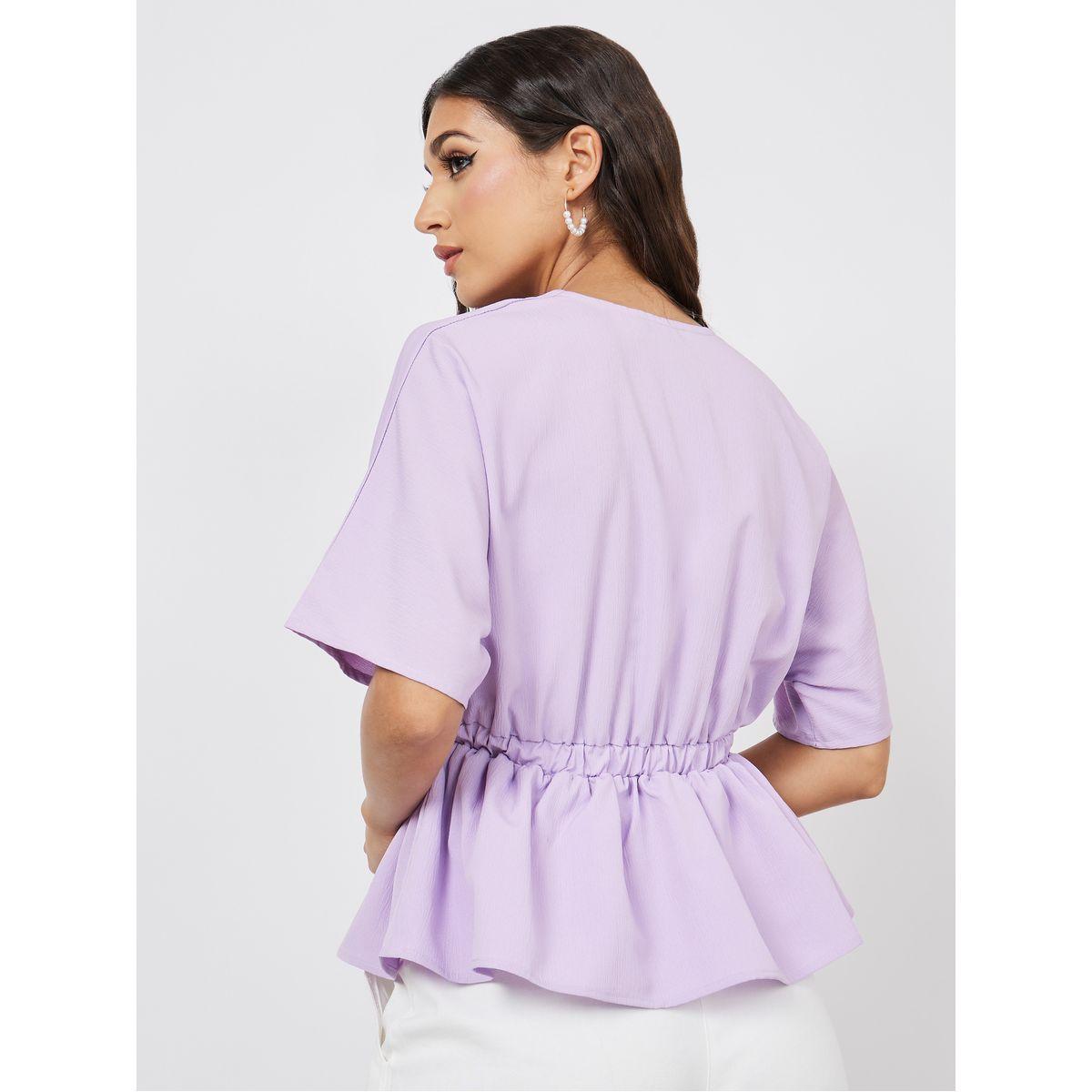 بلوزة بيبلوم بأكمام قصيرة-women-clothing-shirtsandblouses-blouses-image-4