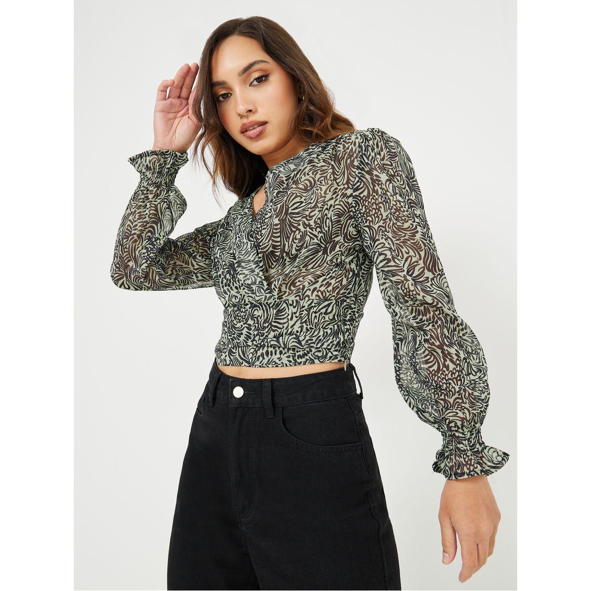 Styli All Over Print Regular Fit Wrap Top-women-clothing-shirtsandblouses-blouses-image-1