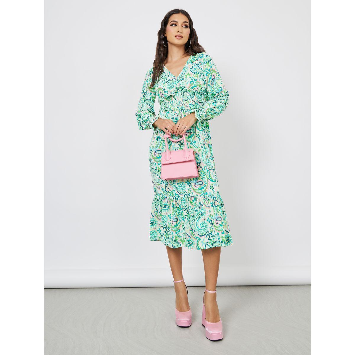 Styli Paisley AOP Ruffle Hem A-Line Midi Dress-women-clothing-dresses-image-1