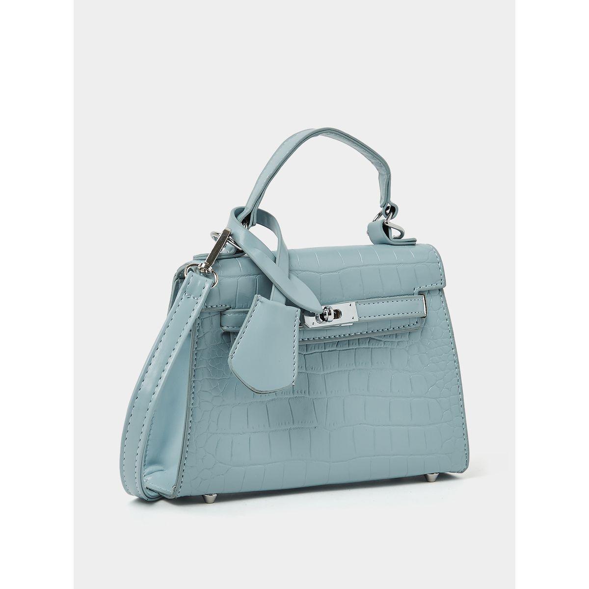 Styli Croc Textured Handbag with Turn Lock-women-bagsandwallets-handbags-image-1