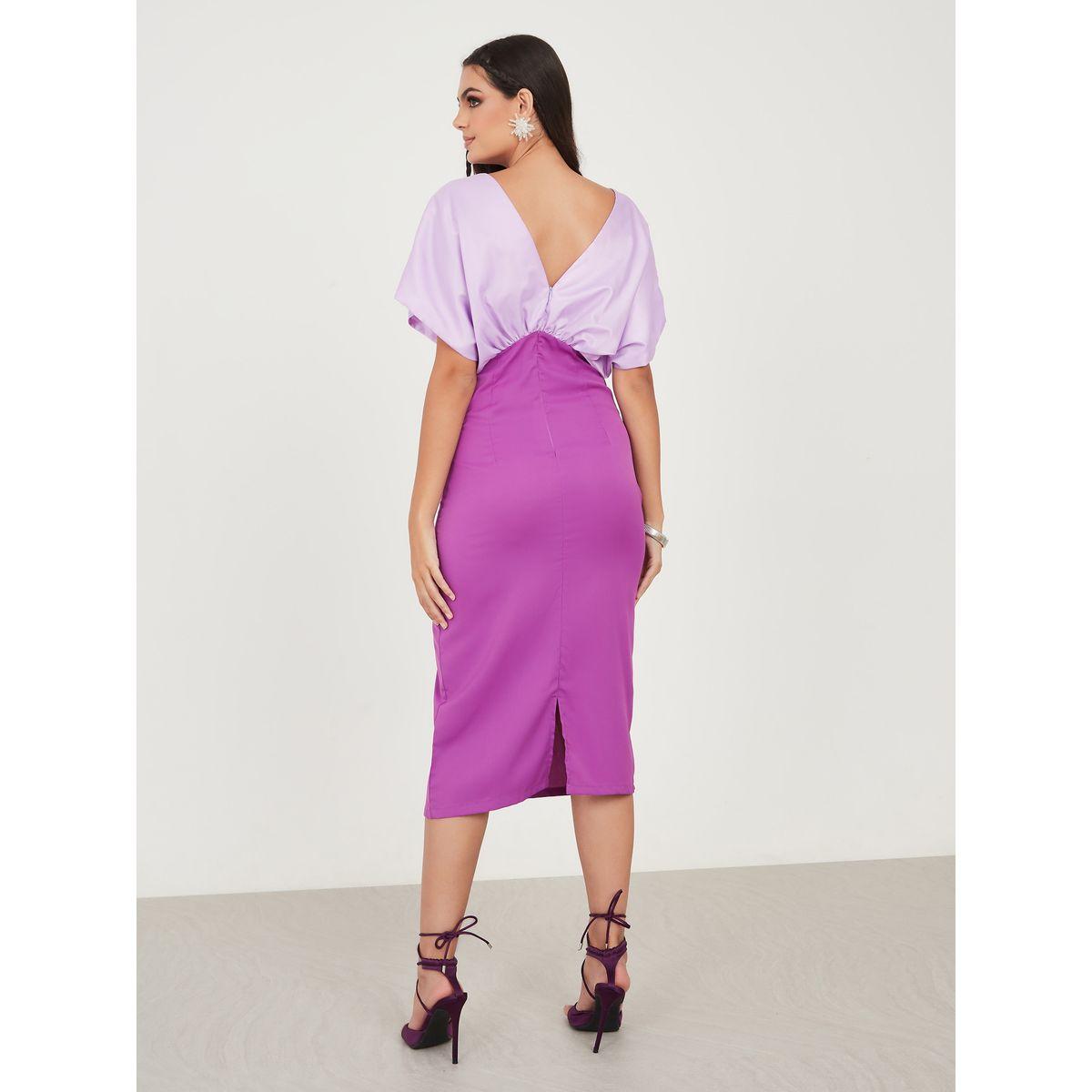 Styli Colorblock Batwing Sleeves Bodycon Midi dress-women-clothing-dresses-image-4