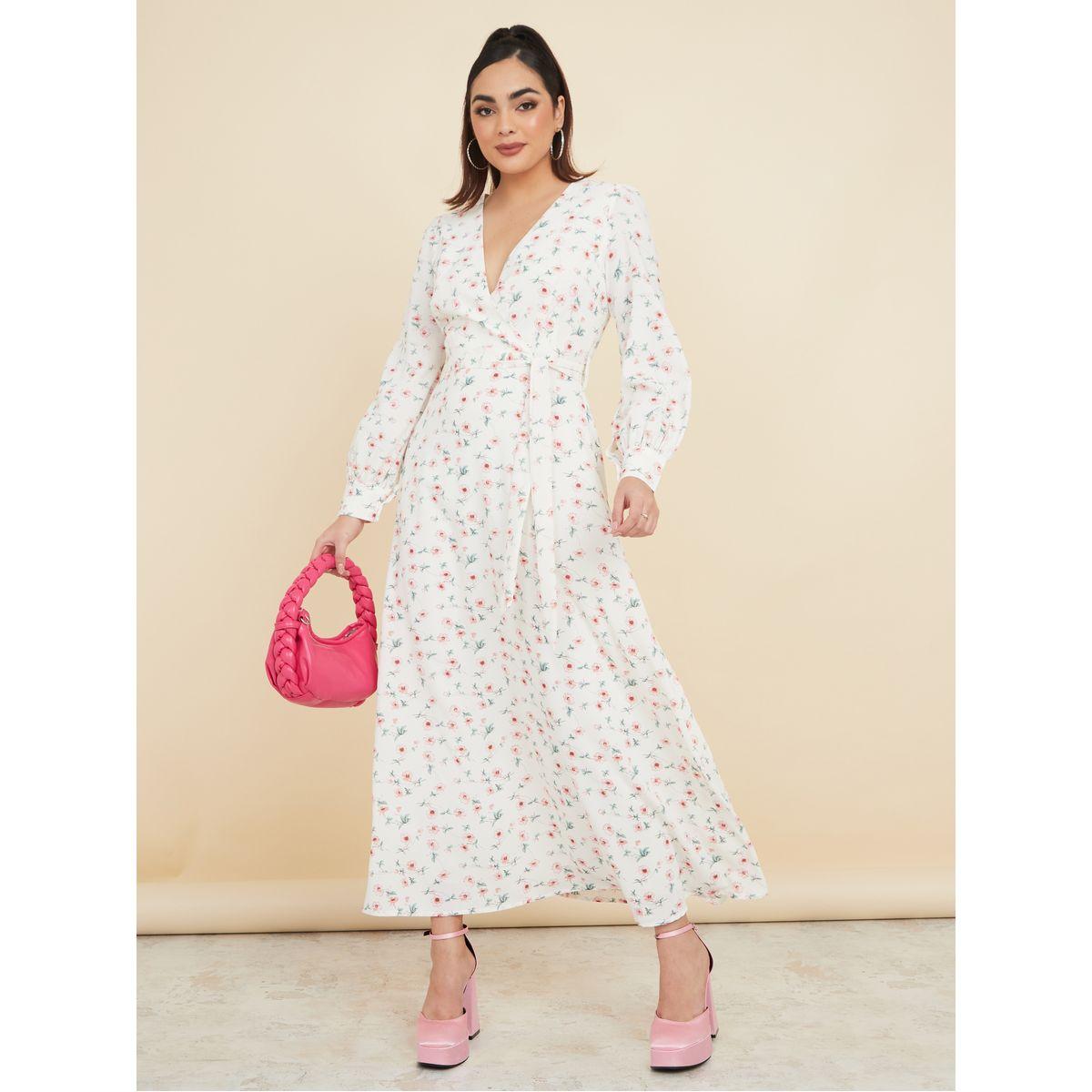 Styli Floral Print A-Line Maxi Dress with Tie Belt-women-clothing-dresses-image-1