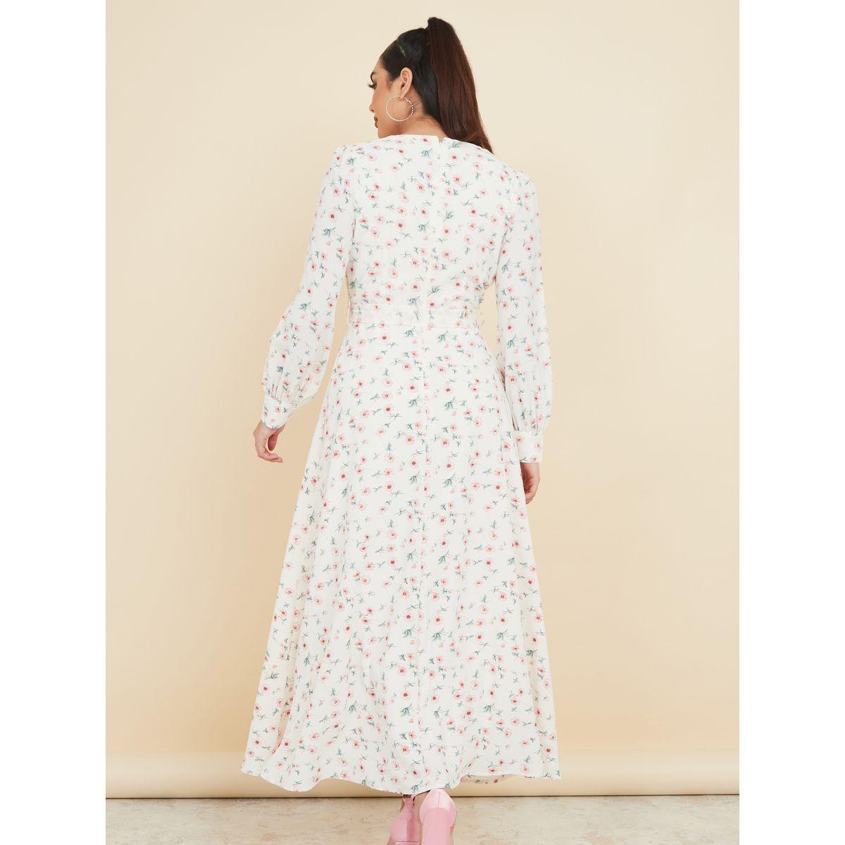 Styli Floral Print A-Line Maxi Dress with Tie Belt-women-clothing-dresses-image-4