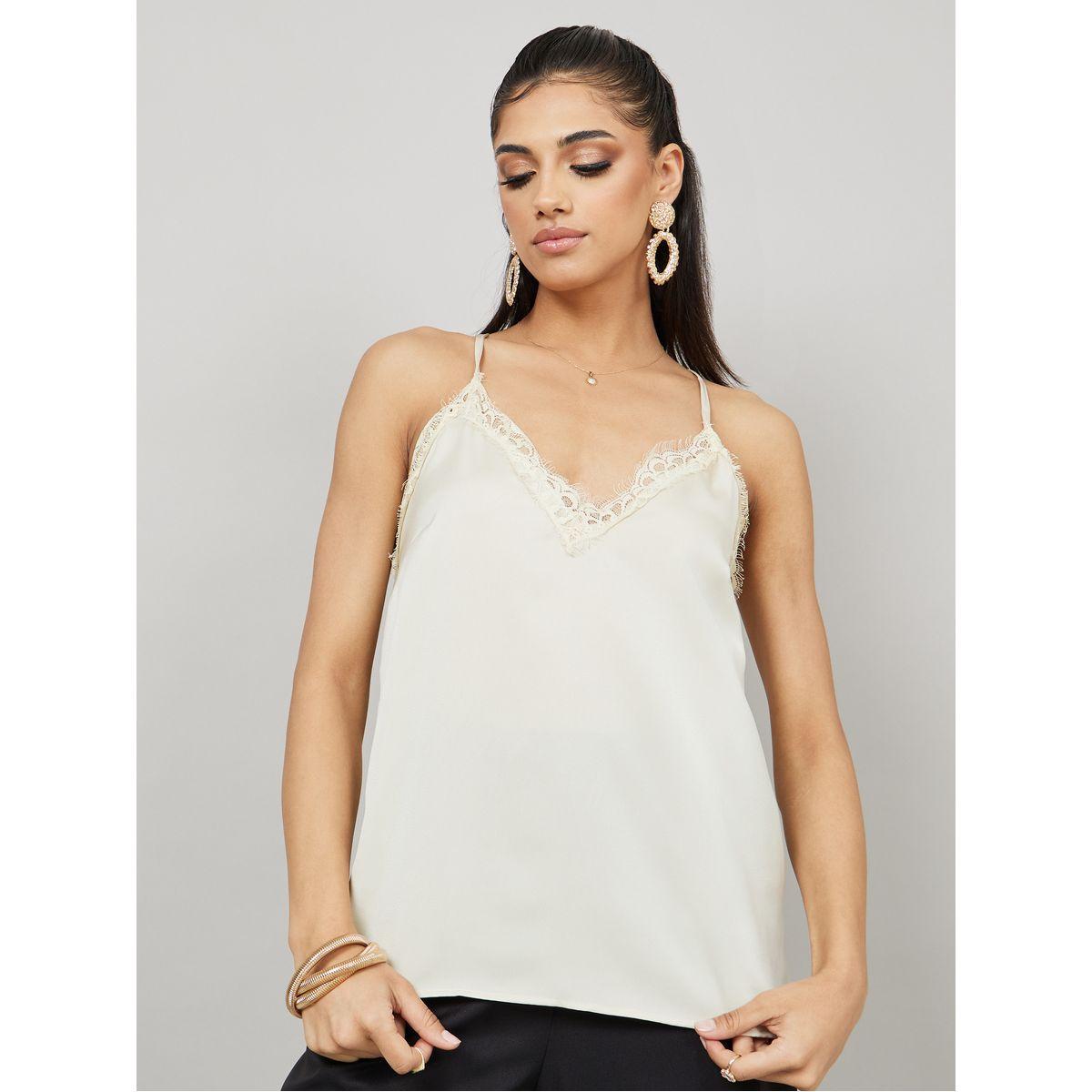 Styli Lace Trim Regular Fit Cami Top-women-clothing-tshirts-image-3