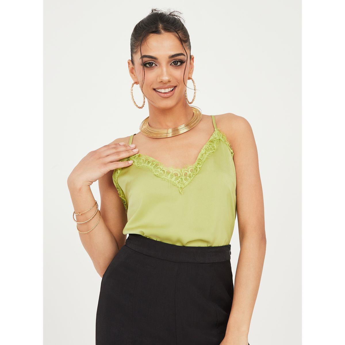 Styli Lace Trim Regular Fit Cami Top-women-clothing-tshirts-image-1