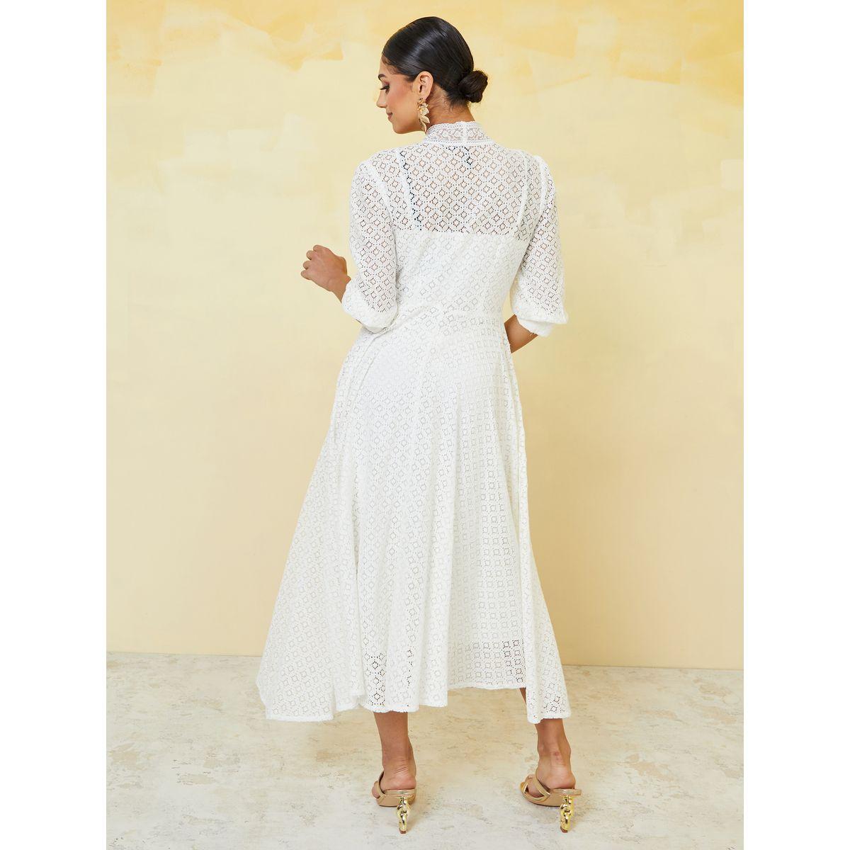 Styli 3/4 Sleeves Lace Insert A-Line Maxi Dress-women-clothing-dresses-image-4