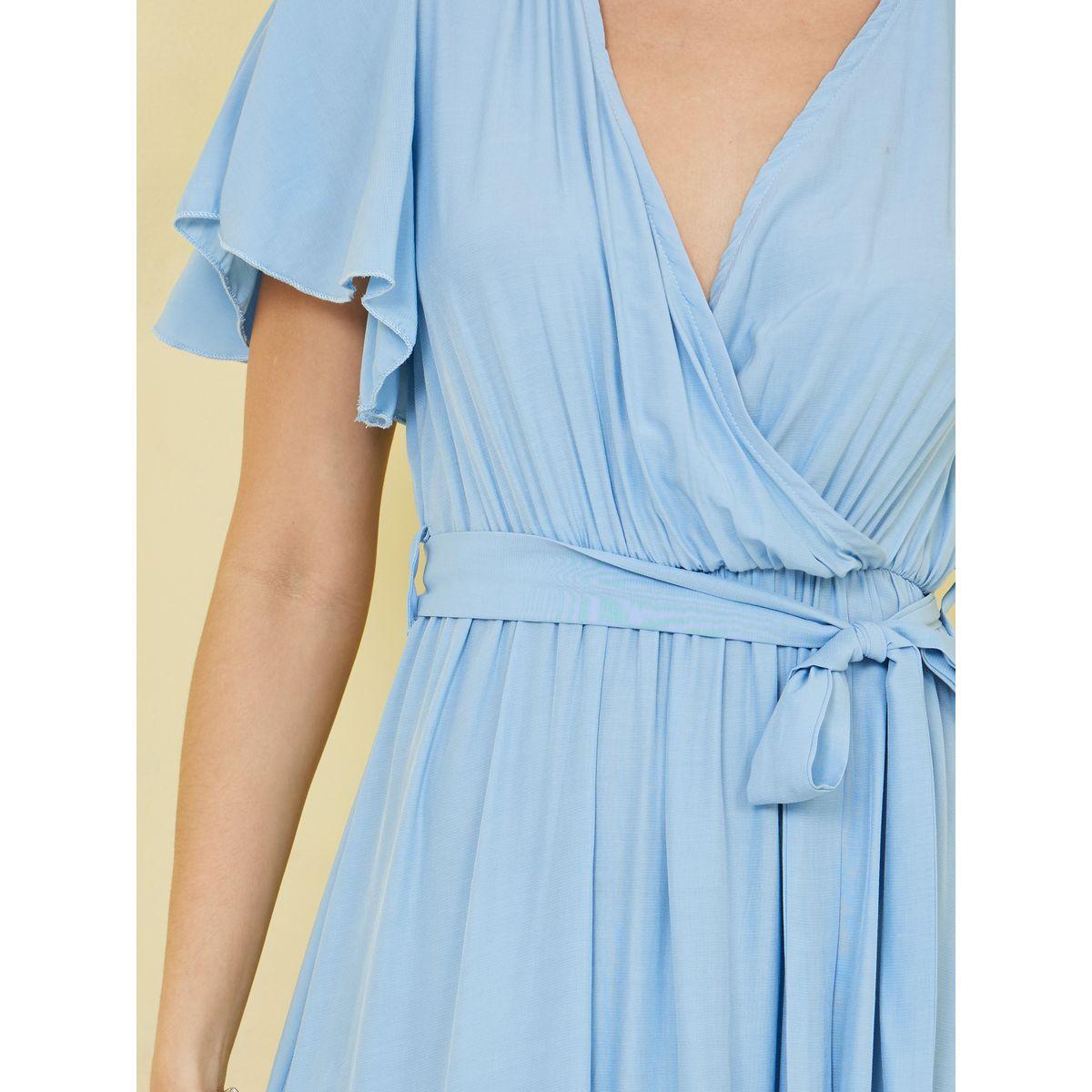 فستان طويل بأكمام كشكش وكسرات-women-clothing-dresses-image-3
