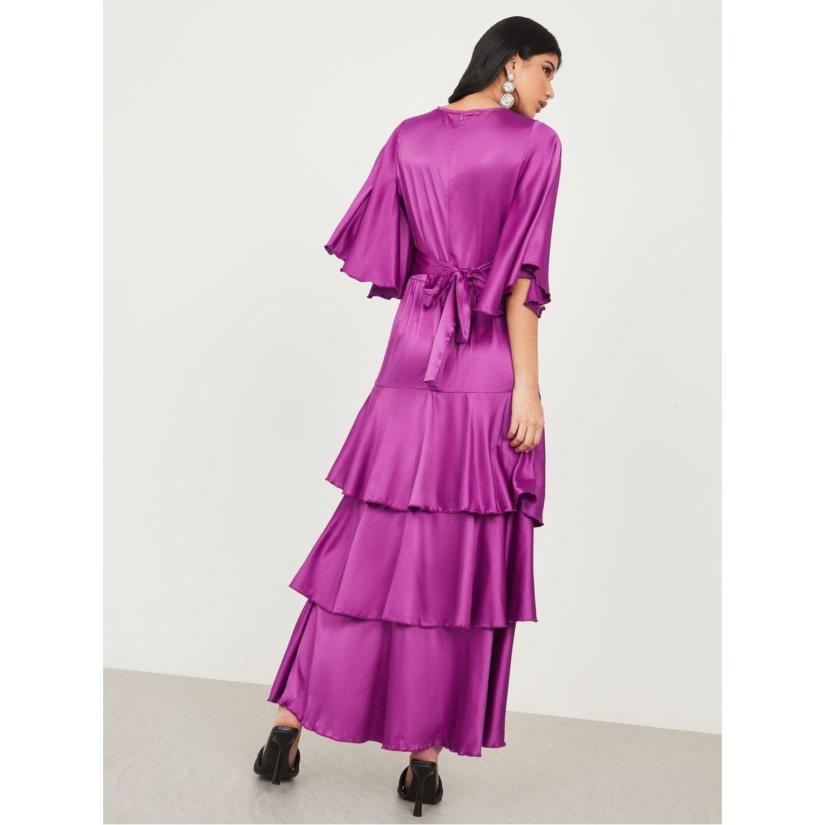 Styli Flute Sleeve Layered Satin Maxi Dress-women-clothing-dresses-image-4