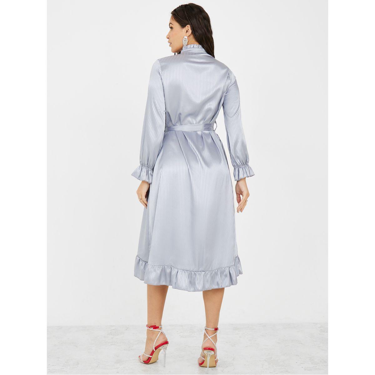 Styli Striped Jacquard Button Detail Midi Dress-women-clothing-dresses-image-4
