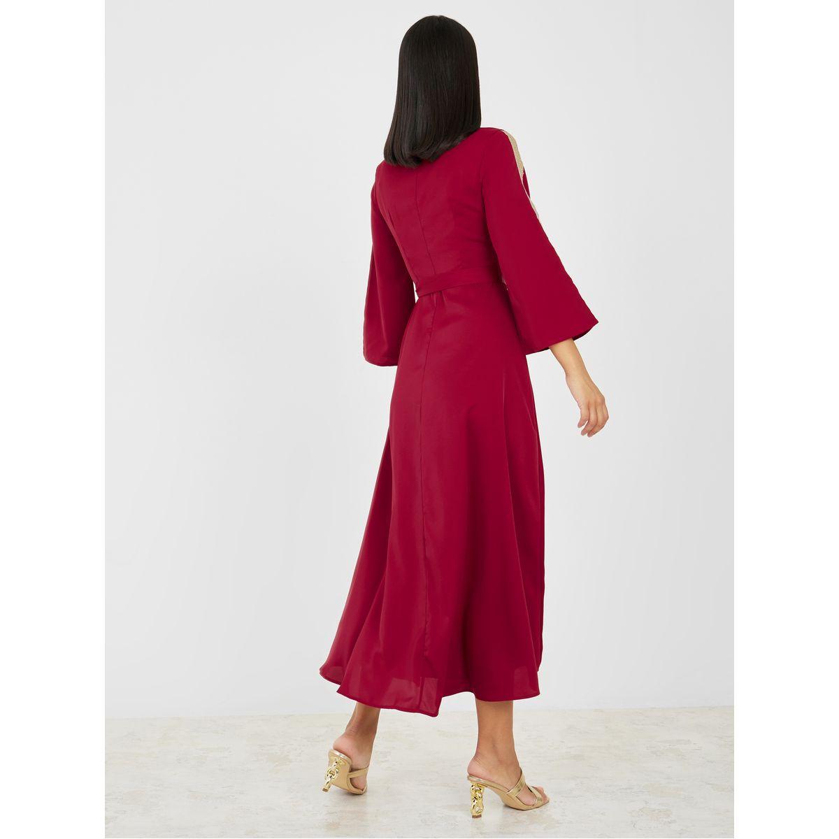 فستان ميدي برباط خصر-women-clothing-dresses-image-4