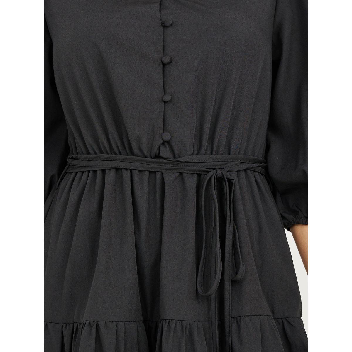 Styli Button Detail Tiered Maxi Dress with Self Tie-women-clothing-dresses-image-3