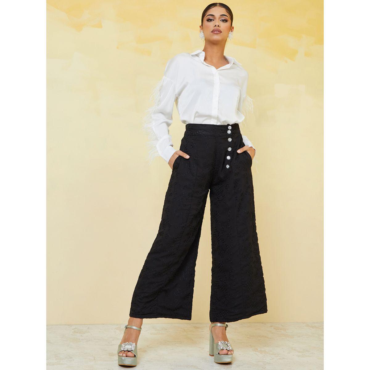 بنطال واسع الأرجل مزين بأزرار-women-clothing-bottoms-trousers-image-2