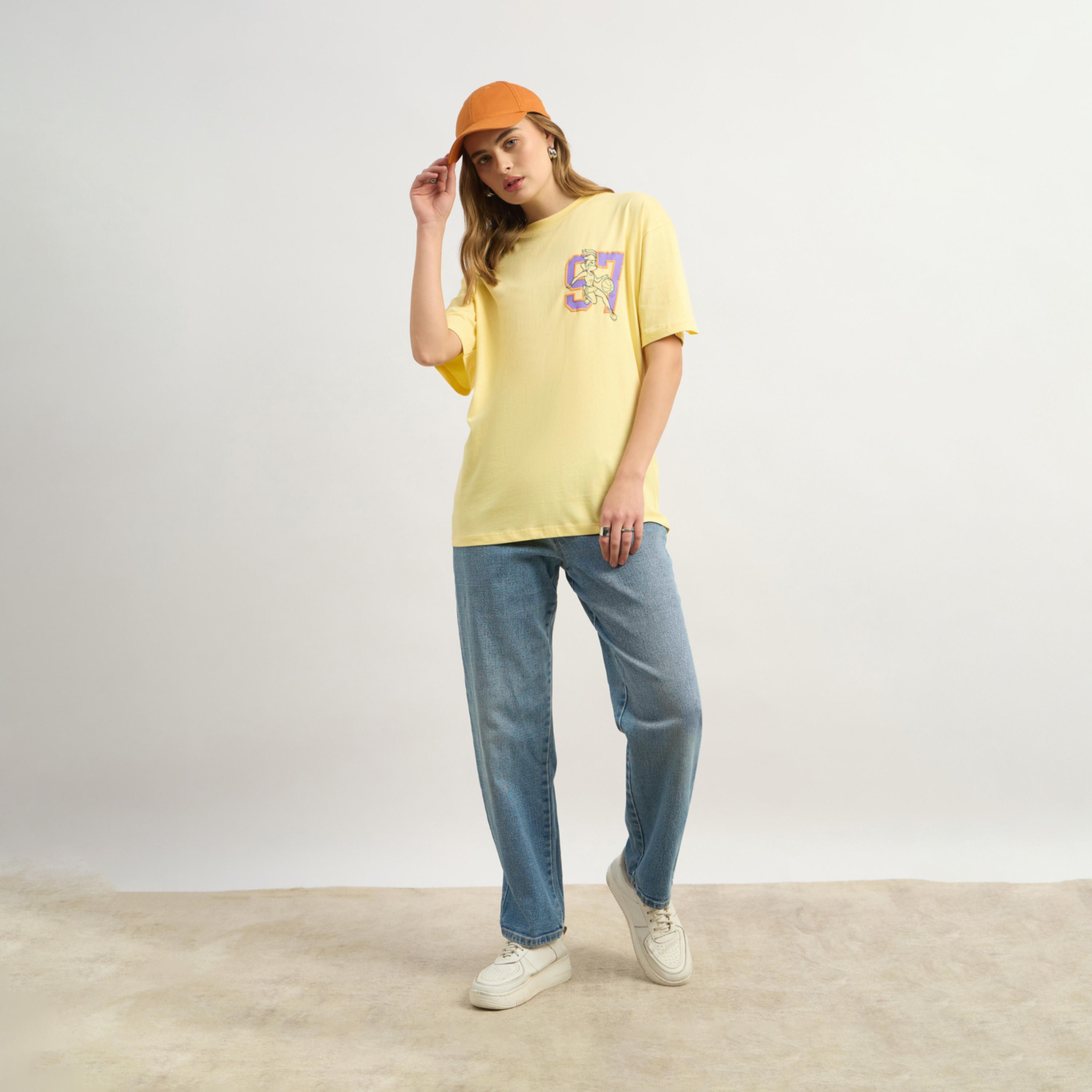 Warner Bros Graphic Print Round Neck Oversized T-Shirt-women-clothing-tshirts-image-1