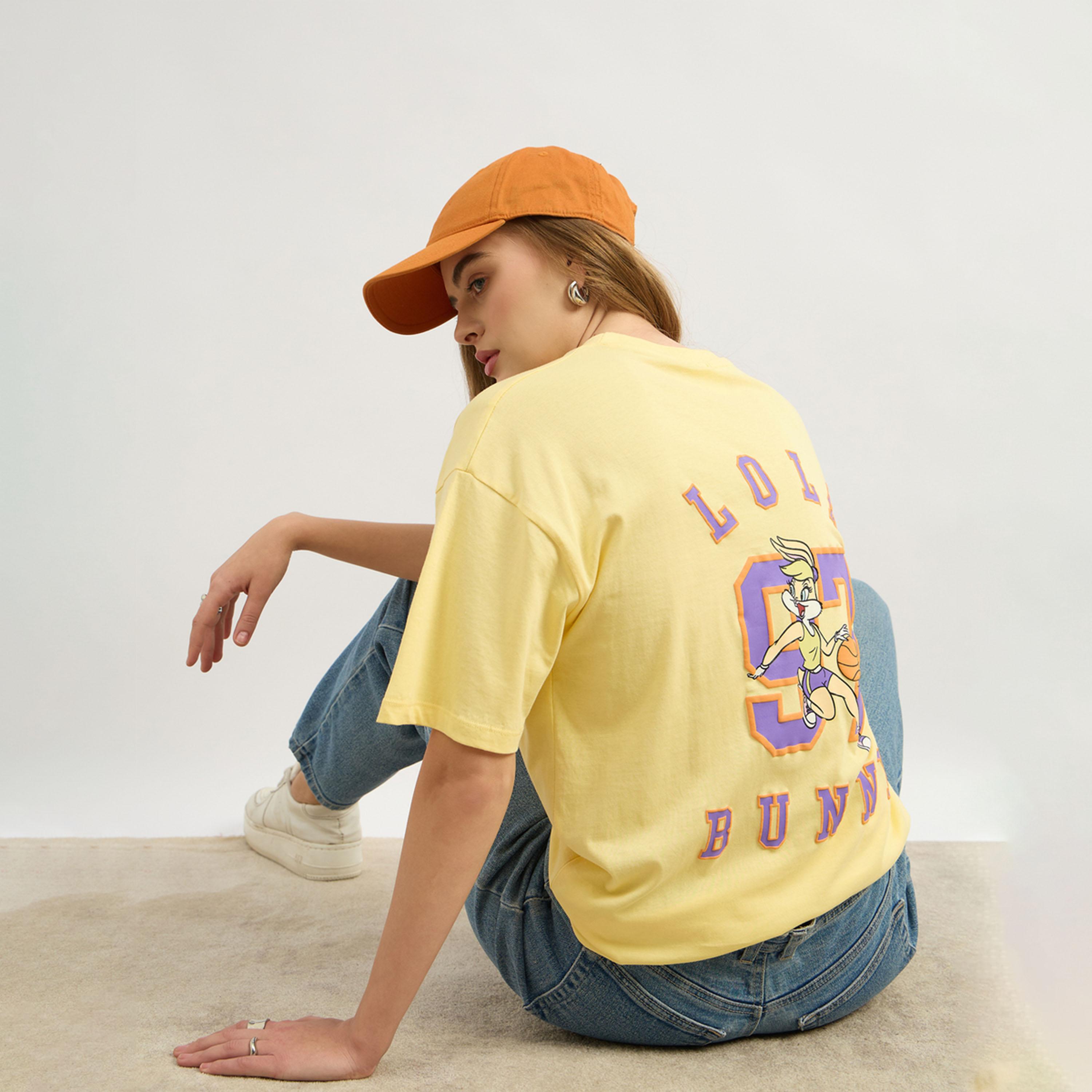 Warner Bros Graphic Print Round Neck Oversized T-Shirt-women-clothing-tshirts-image-6