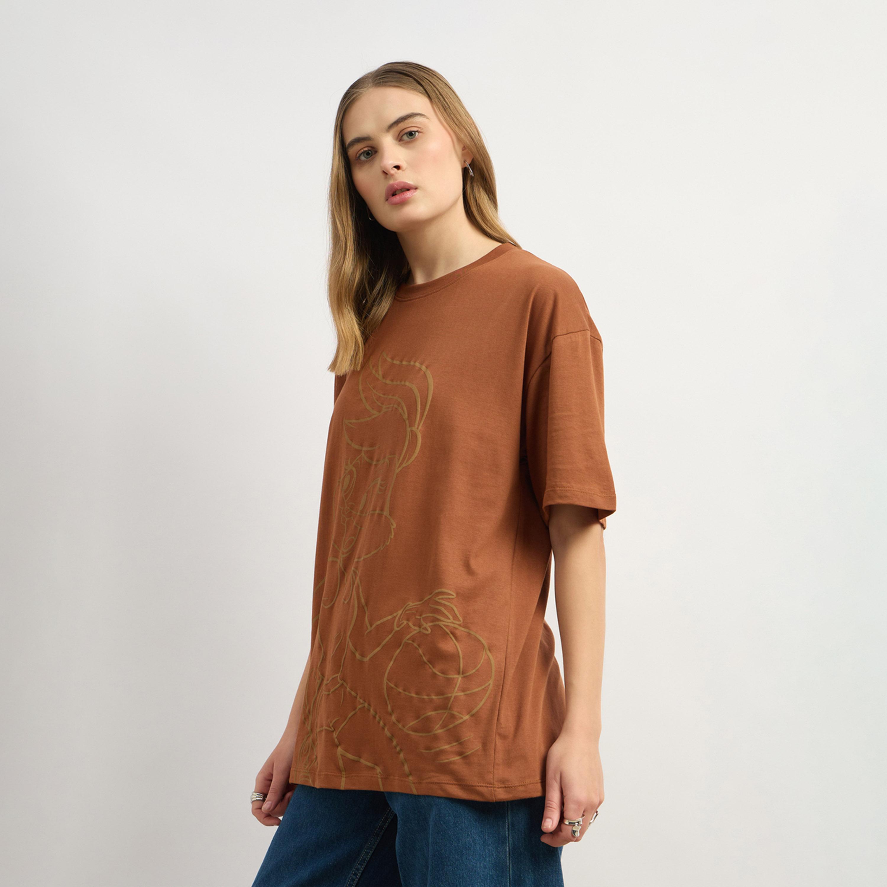 Styli Graphic Print Oversized Round Neck Longline T-Shirt-women-clothing-tshirts-image-3