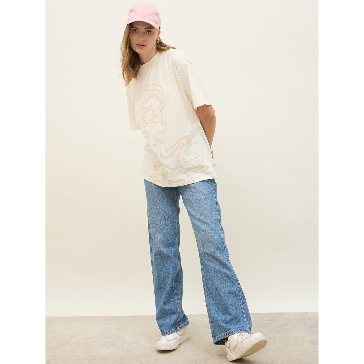 Styli Looney Tunes Lola Sketch Graphic Longline Oversized T-Shirt-women-clothing-tshirts-image-1