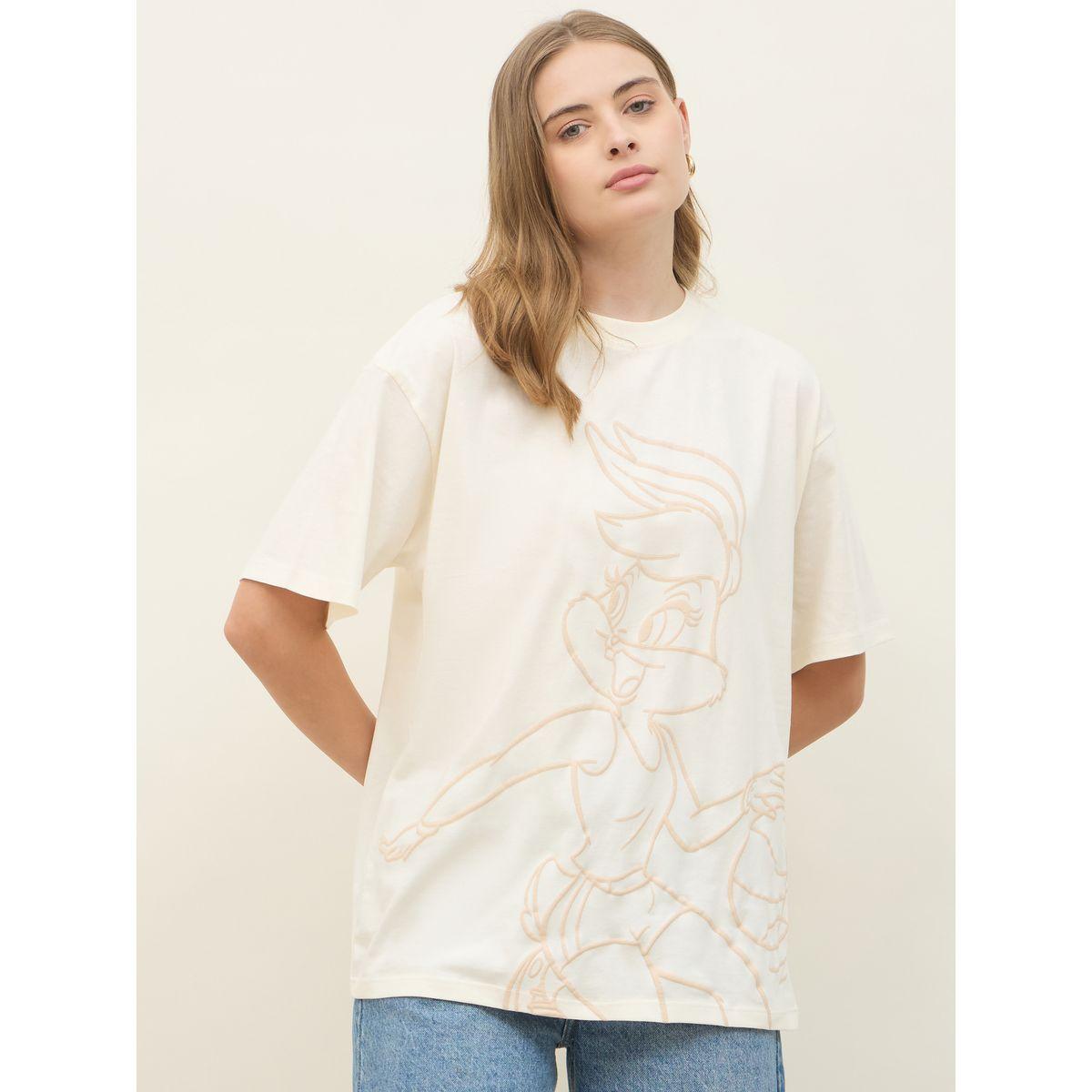 Styli Looney Tunes Lola Sketch Graphic Longline Oversized T-Shirt-women-clothing-tshirts-image-2